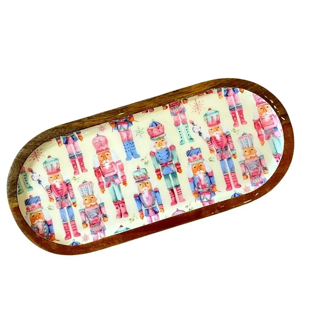 Cupcakes & Cashmere NUTCRACKER Enameled Wood Serving Platter 18in India NEW